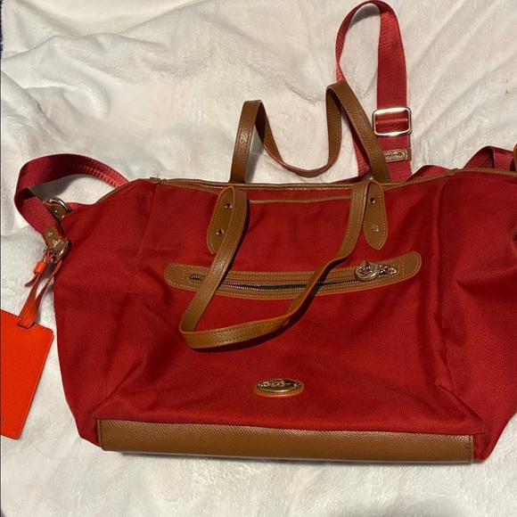 Coach Red Tote with Tan Accents - Picture 1 of 4
